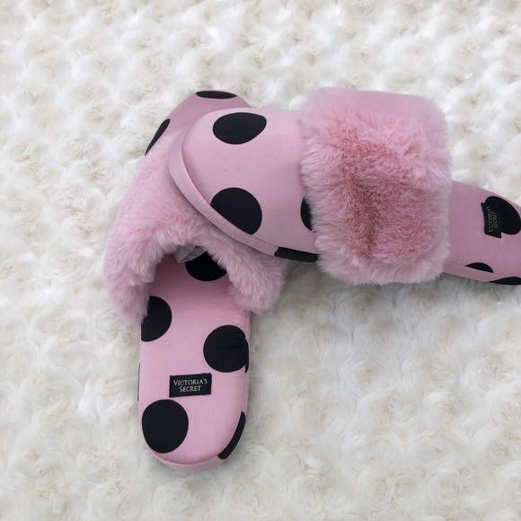 Victoria Secret Polka Dot Satin Slippers - Picture 2 of 6